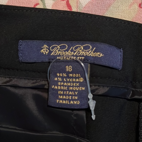 BROOKS BROTHERS Size 16 Black Wool Stretch Trouser No Pleat Wool Career Casual - Picture 10 of 13